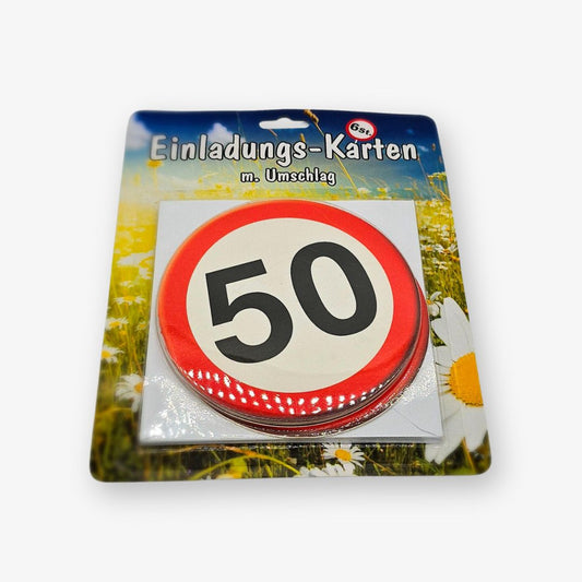 Einladungskarten 6er Pack 50er Geburtstag